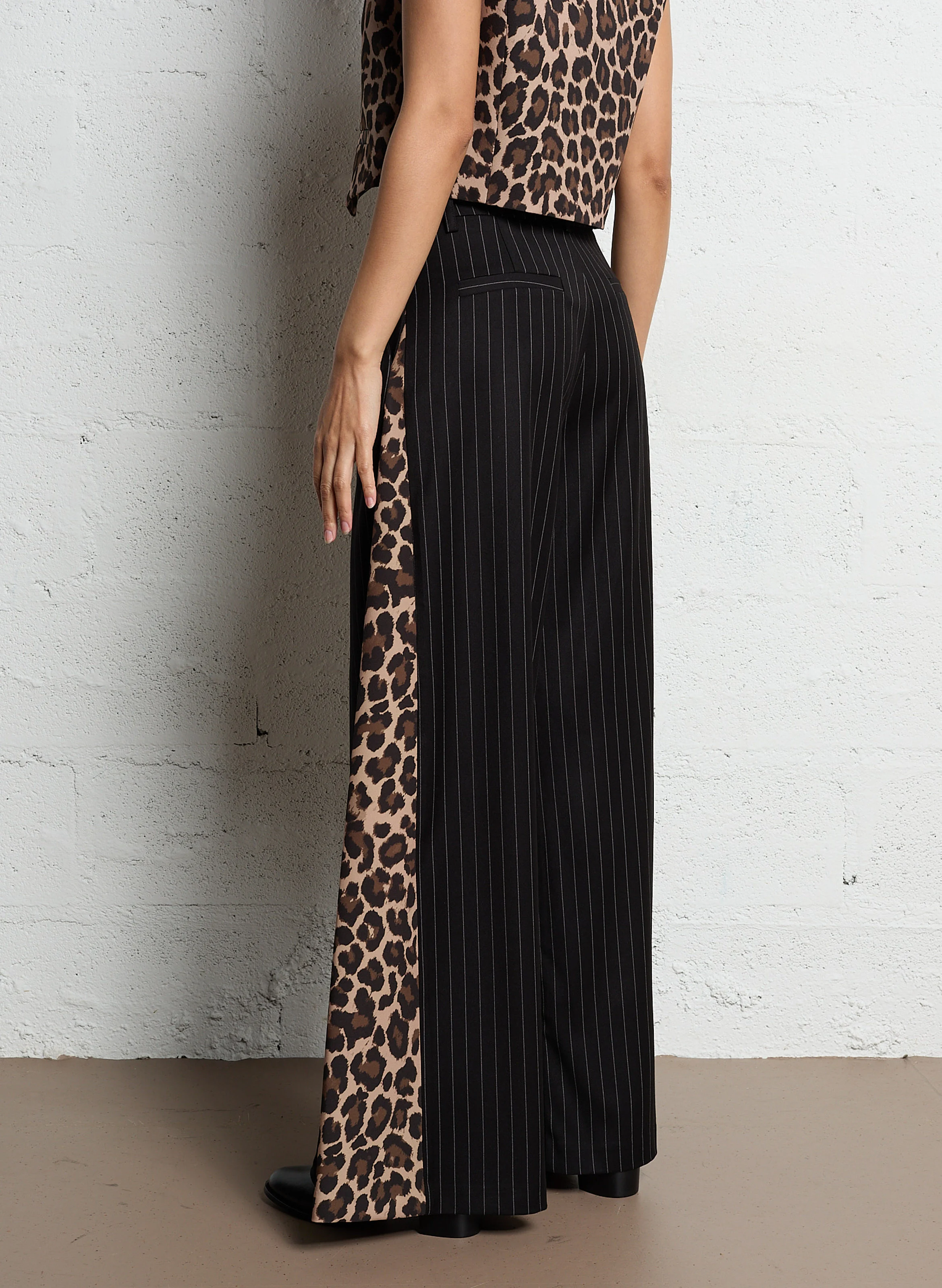 Pantalon palazzo rayé | Noir