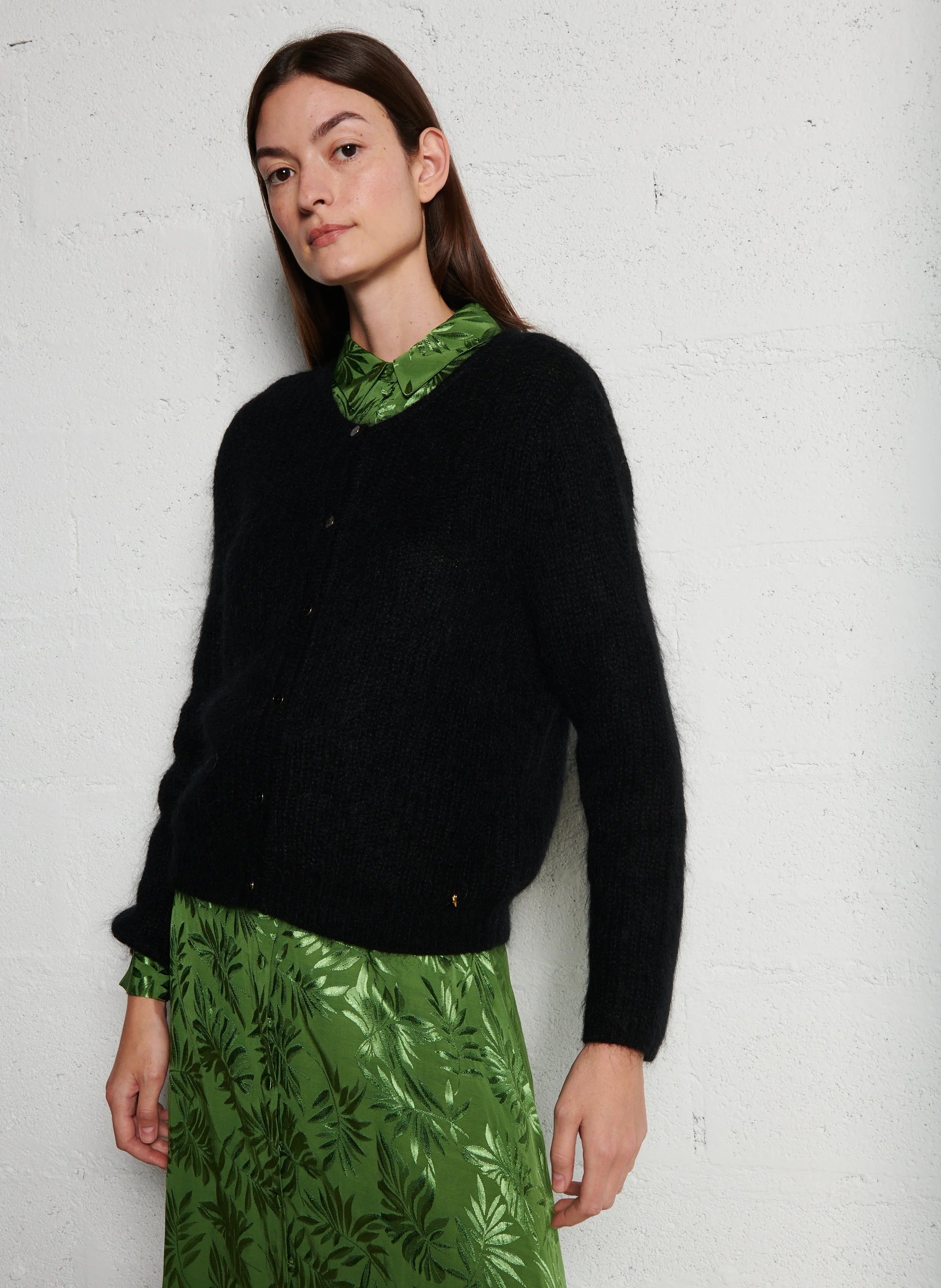 BULLY - Gilet col rond doit en maille | Noir