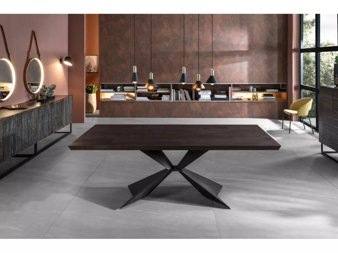 Stark Table fixe (200 x 100 cm) en placage noir