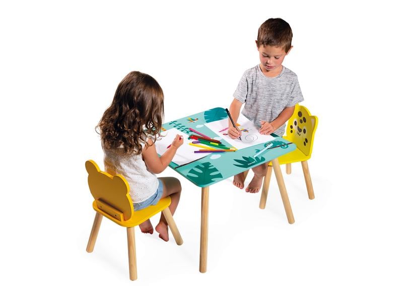 Janod Tropik – Möbelset «Tropical» Gelb; Grün; Nature Kindertisch- und Stuhlset