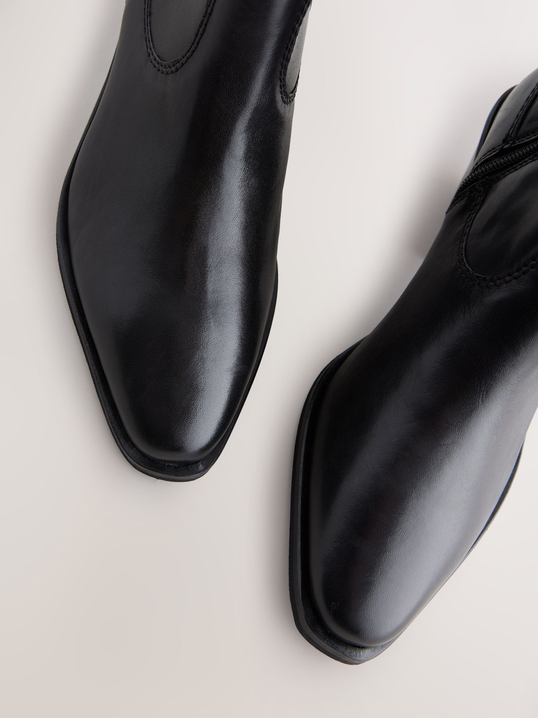 Zwart leer - Cowboy Block Heel Ankle Boots