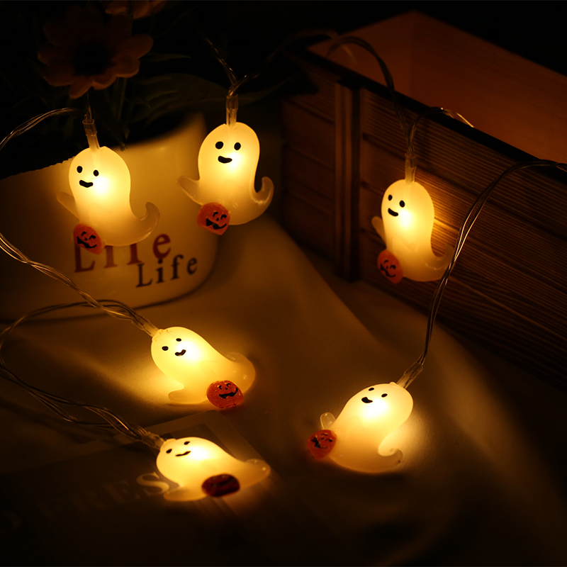 (1.5m) 10 LED's Halloween Party Deko Lichterkette Gespenst Geist (Batteriebetrieben) - Warmweiss