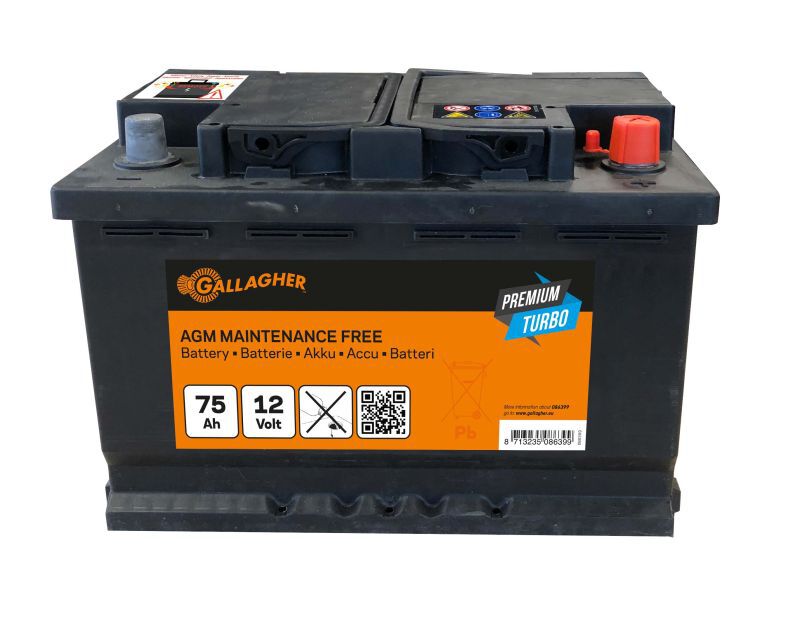 Gallagher Premium Turbo AGM - Batterij - 27.8 cm - 12V - 17.5 cm - 75 Ah