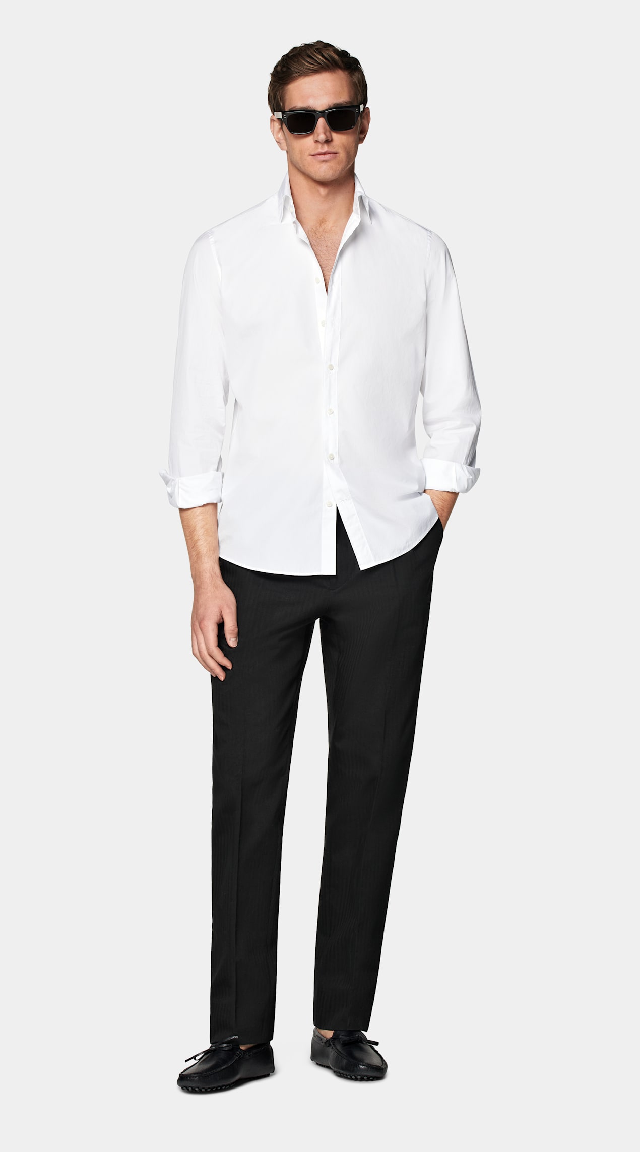 Chemise ajustée en popeline blanche