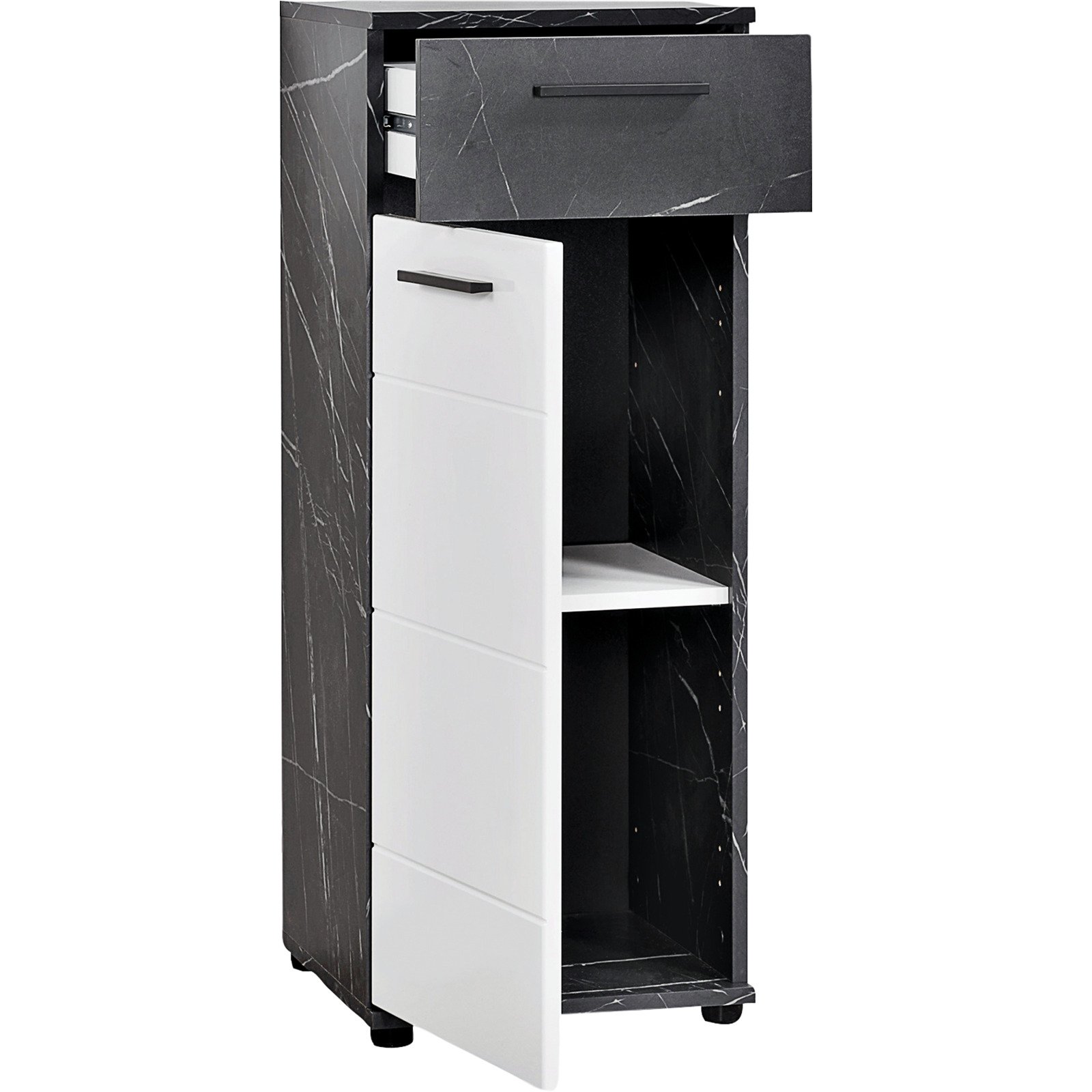 Badkommode Bergen Marmor-Optik schwarz-weiss 35 x 92 x 35 cm
