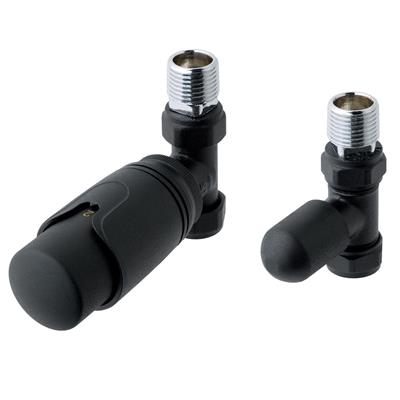 Eastbrook Valve radiator aansluitset recht met thermostaat zwart