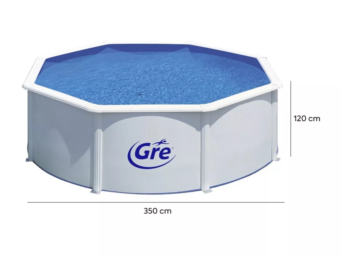 Piscine acier blanc Fidji ronde 3,70 x 1,22 m - Gré