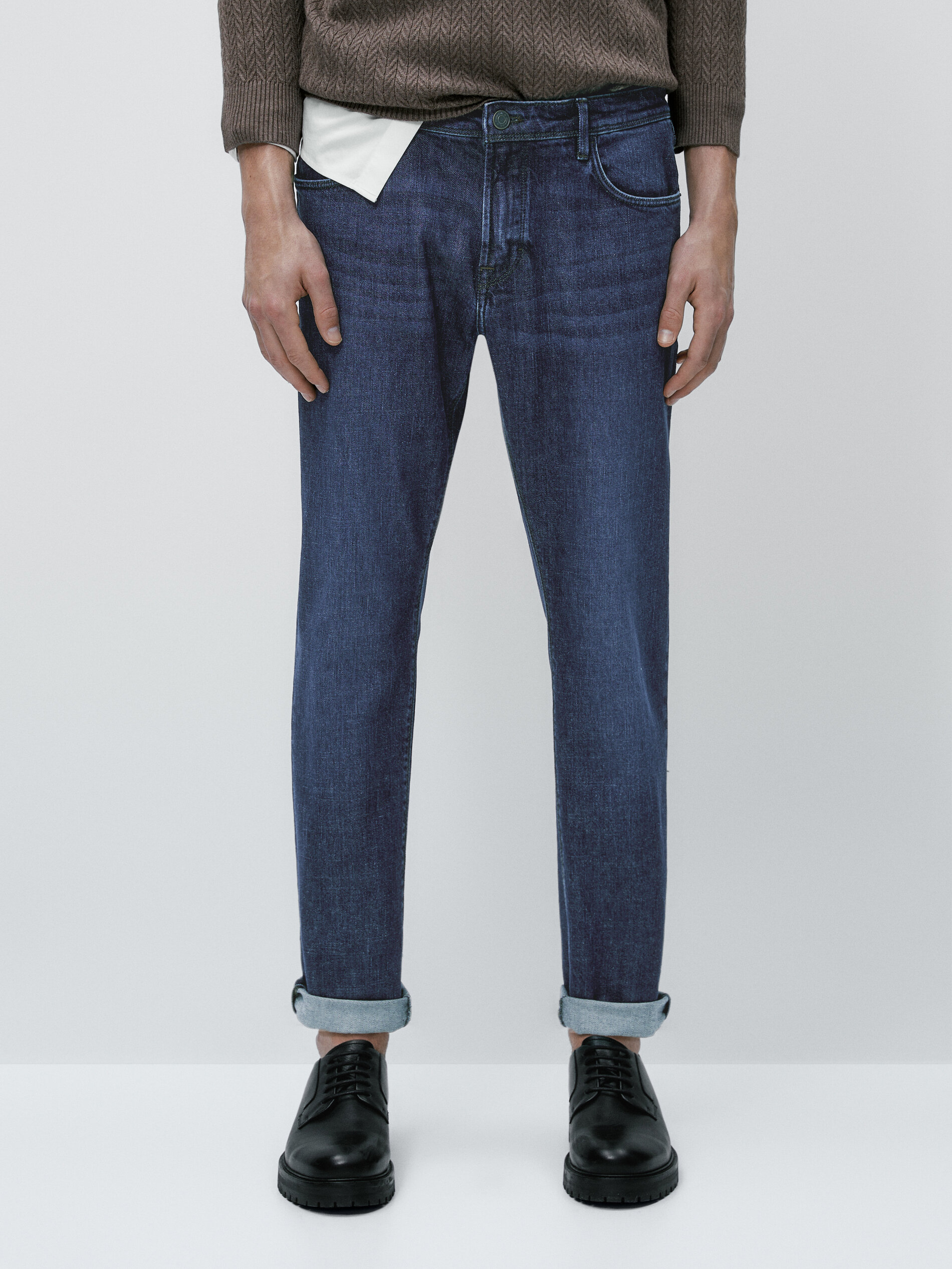 Calça jeans slim fit com lavagem stone wash - INDIGO