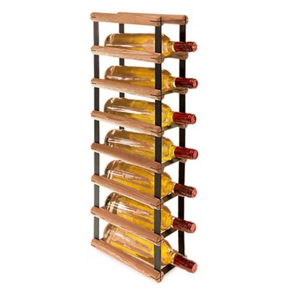 PROREGAL Modulair Wijnrek Vinotega Mod Metaal HxBxD 72,5 x 12,5 x 24,5 cm 1 x 7 Flessen Massief grenenhout Bruin Geolied