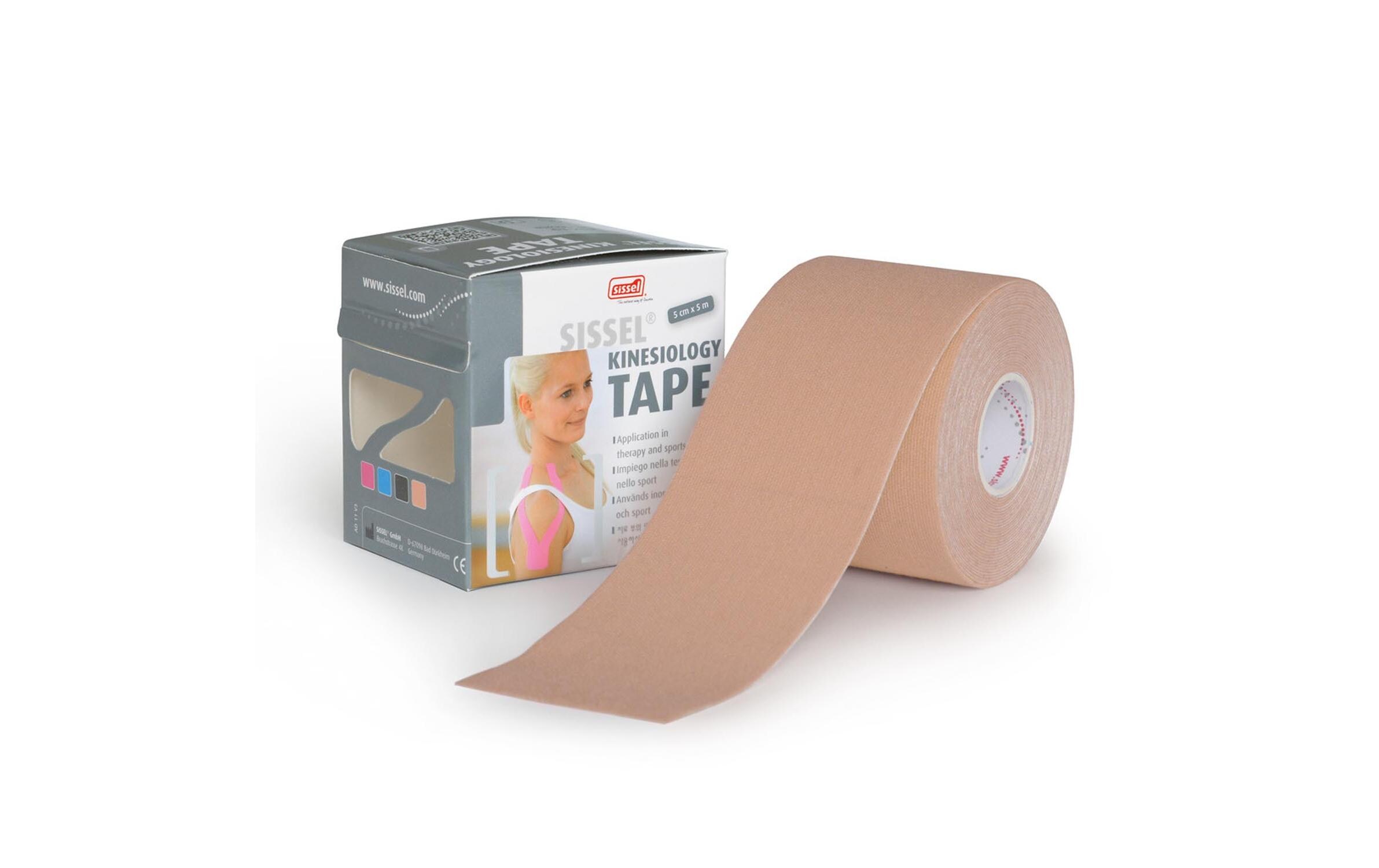 Kinesiology Tape beige 5 cm x 5 mAtmungsaktives Tape für Muskeln und Gelenke
