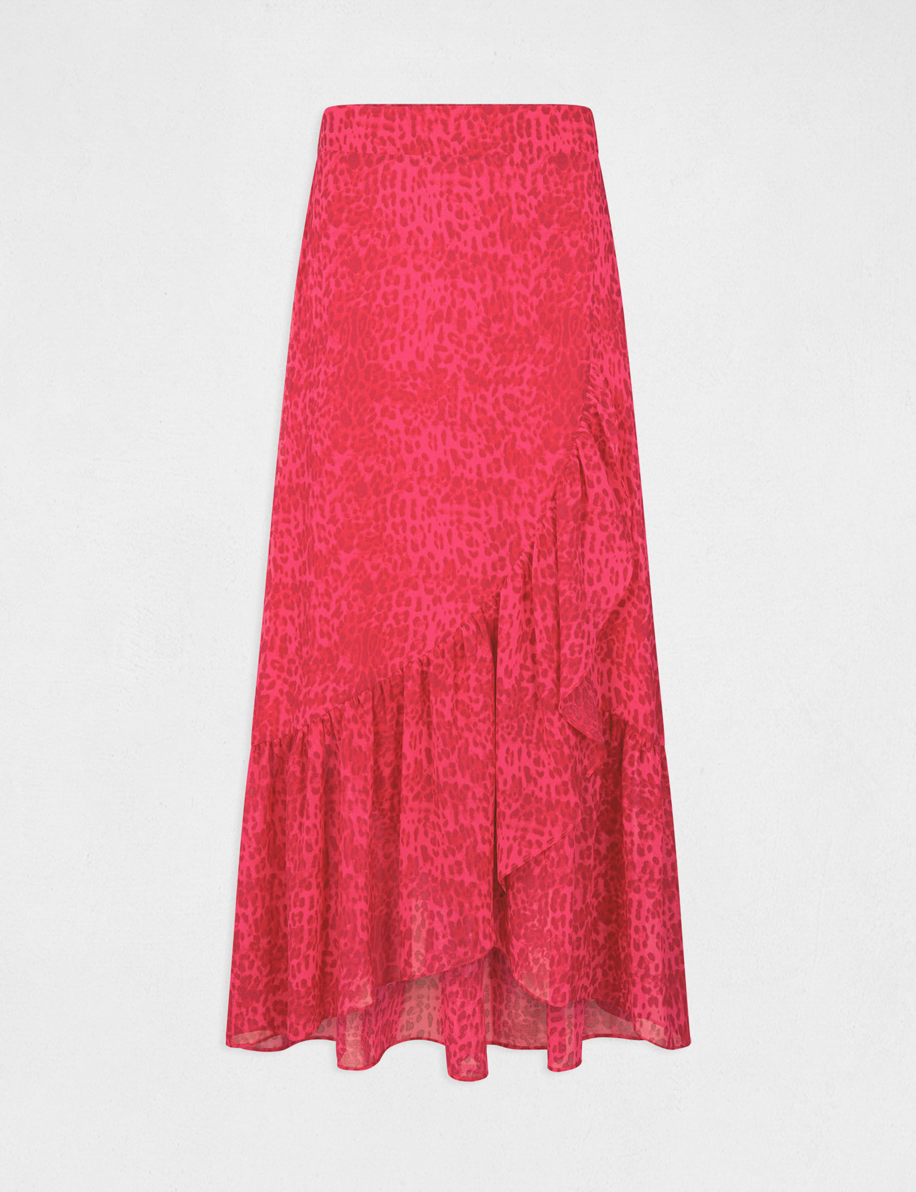 Jupe longue portefeuille imprimé léopard rose femme - rose