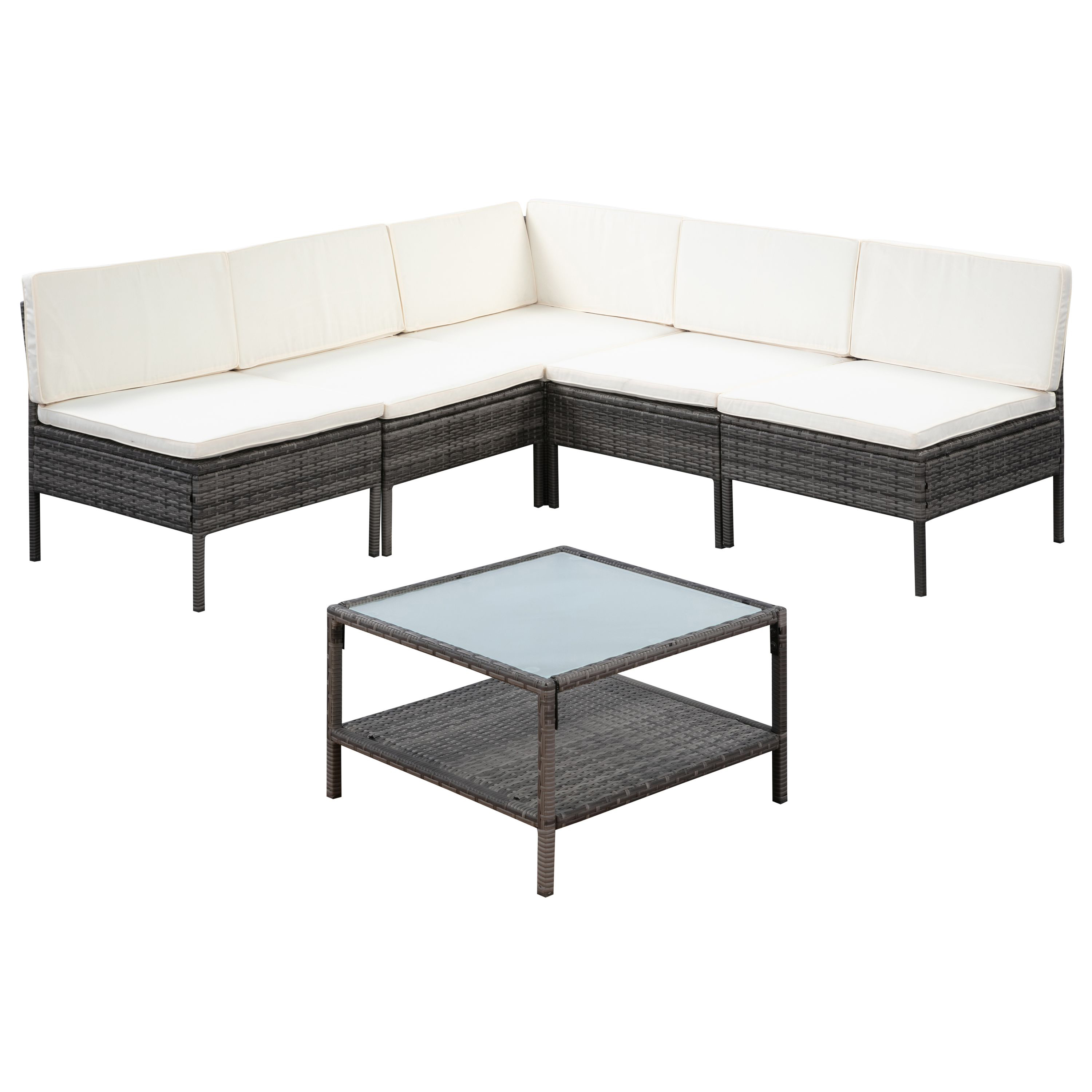 Rattanlounge RIVERA grau/beige