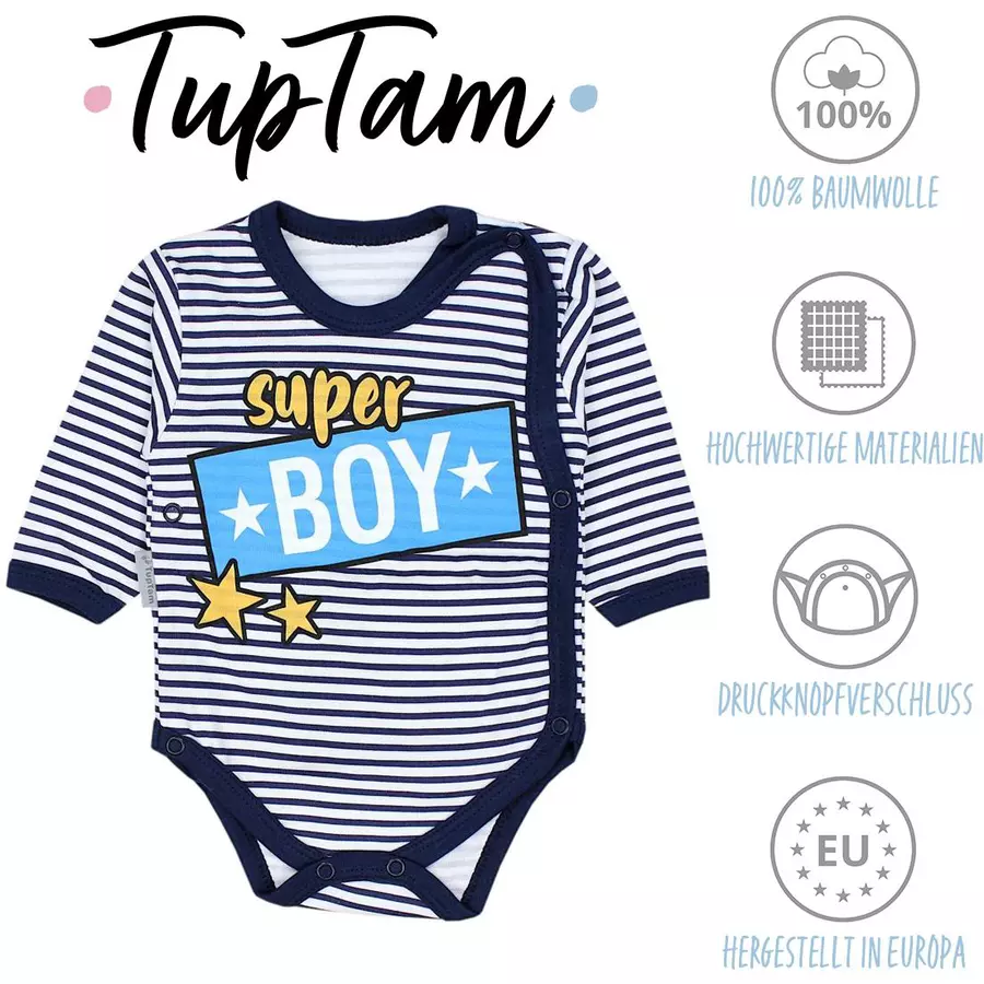 TupTam Baby Langarm Wickelbody im 5er Set weißgrau
