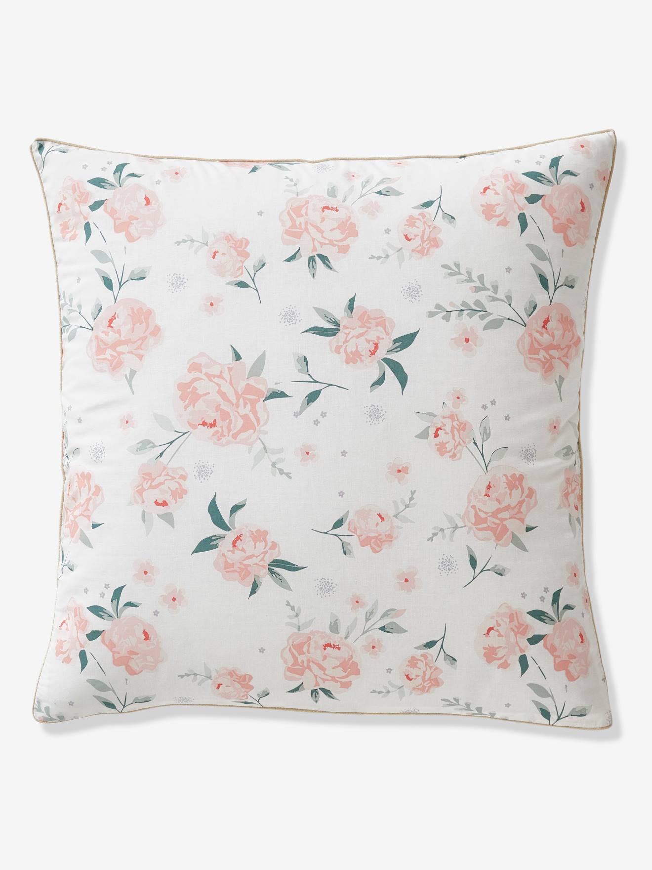 Conjunto infantil de capa de edredom e fronha Eau de Rose, branco claro, liso com estampas.
