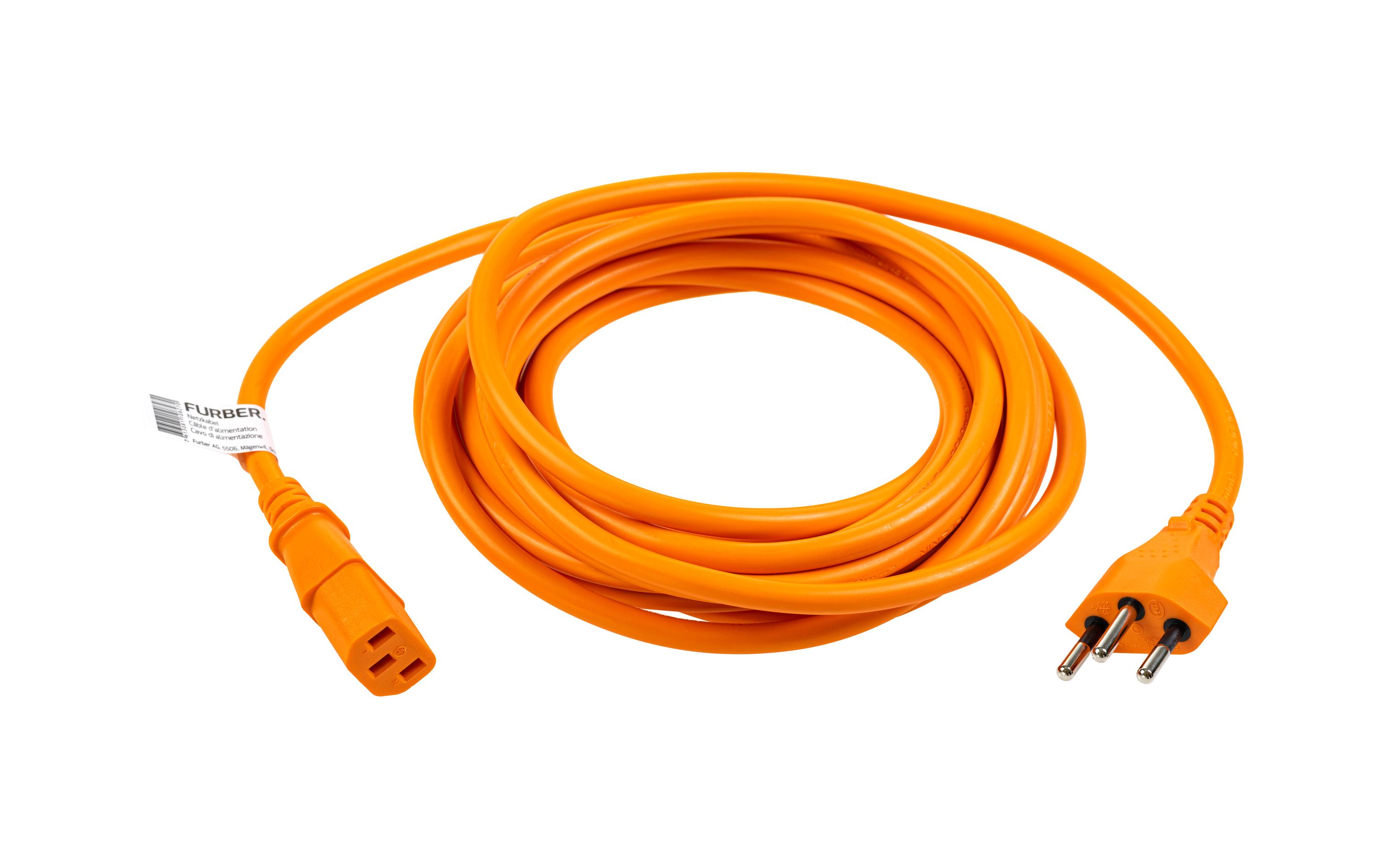Netzkabel C13-T12 3.0 m OrangeKaltgerätekabel H05 VV-F 3G1.00