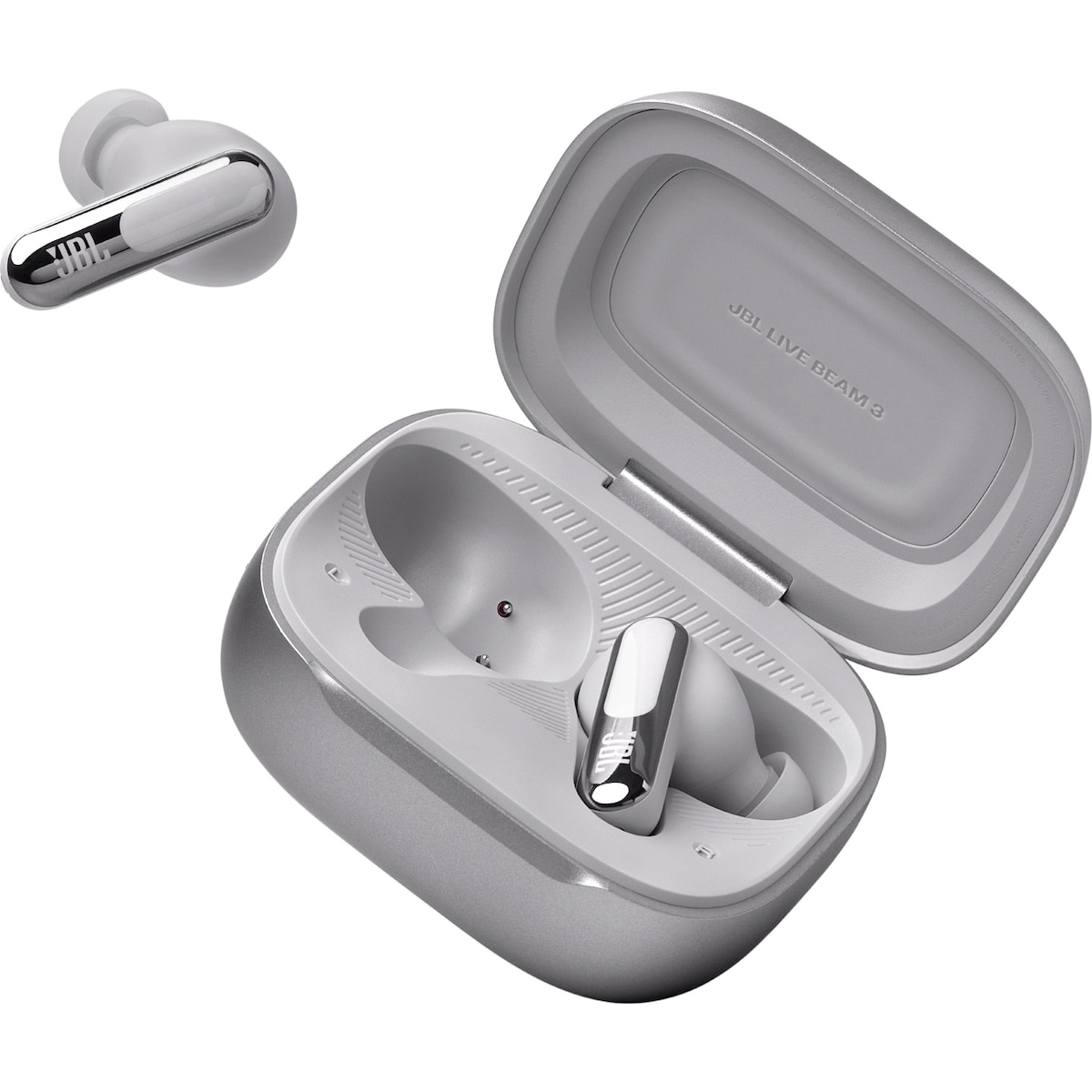JBL Live Beam 3 helt trådløse in-ear hodetelefoner (sølv