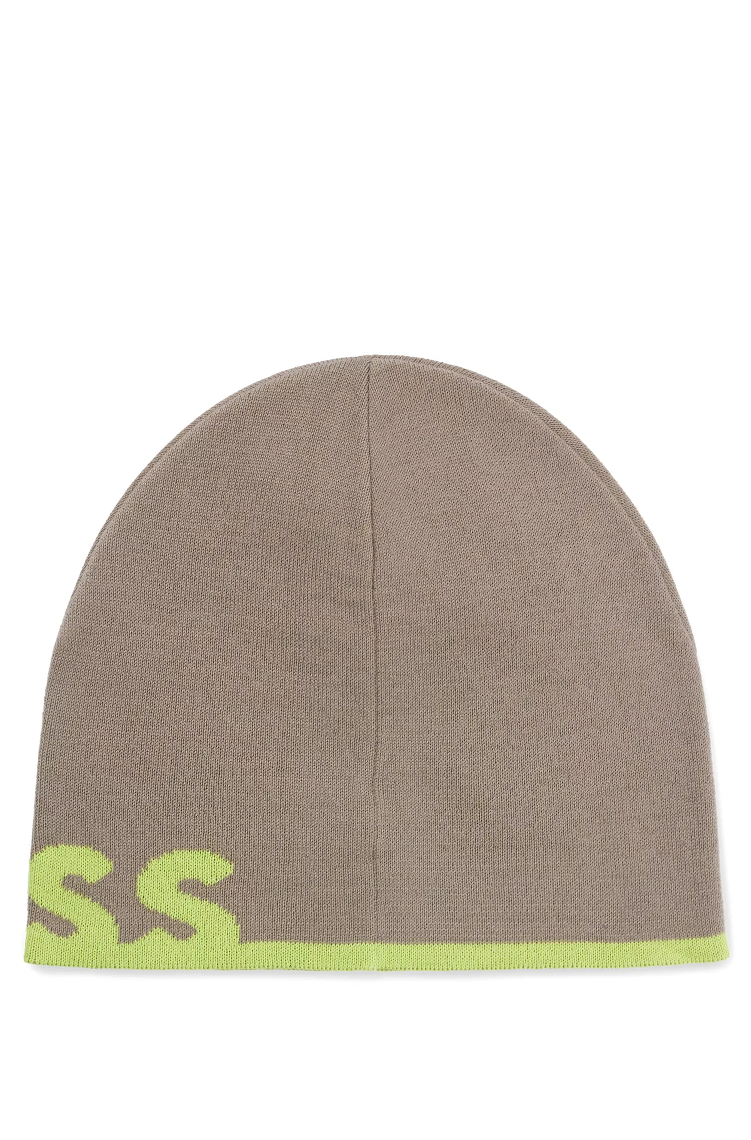 Gorro verde BOSS com logotipo em mistura de lã.