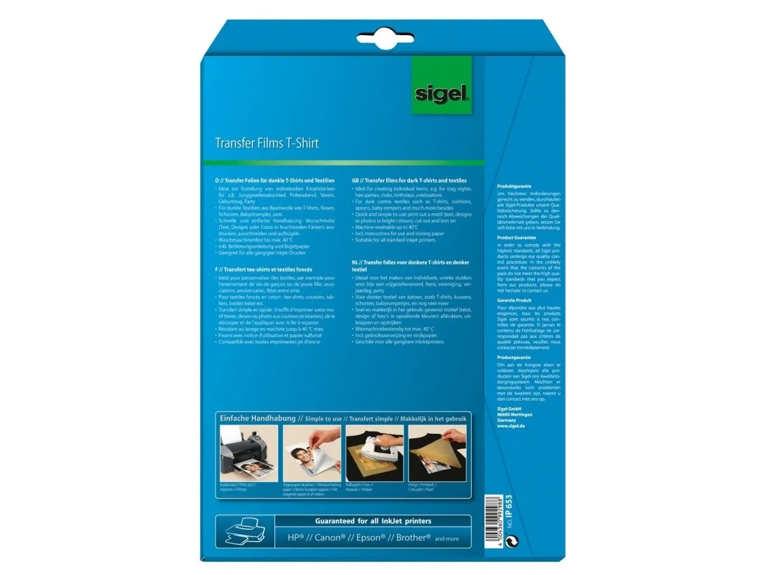 Sigel Creative Photo Fun IP653 - 25 mikron - gennemsigtig - A4 (210 x 297 mm) 6 stk. iron-on transferpapir