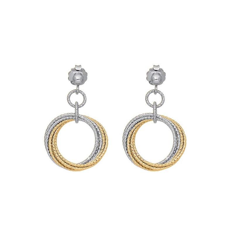 Boucles D'oreilles Argent Rhodié Doré Diana
