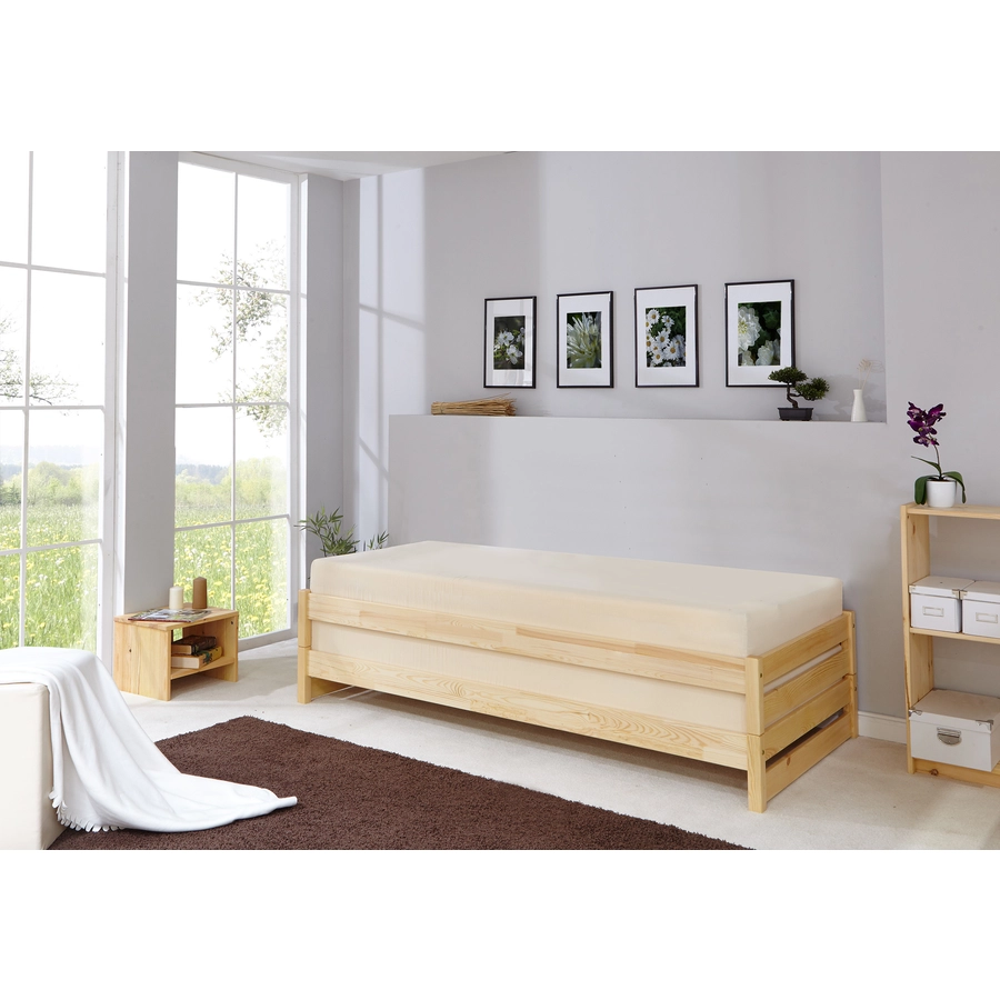 TiCAA Stapelliege Nadine 90 x 200 cm Kiefer natur