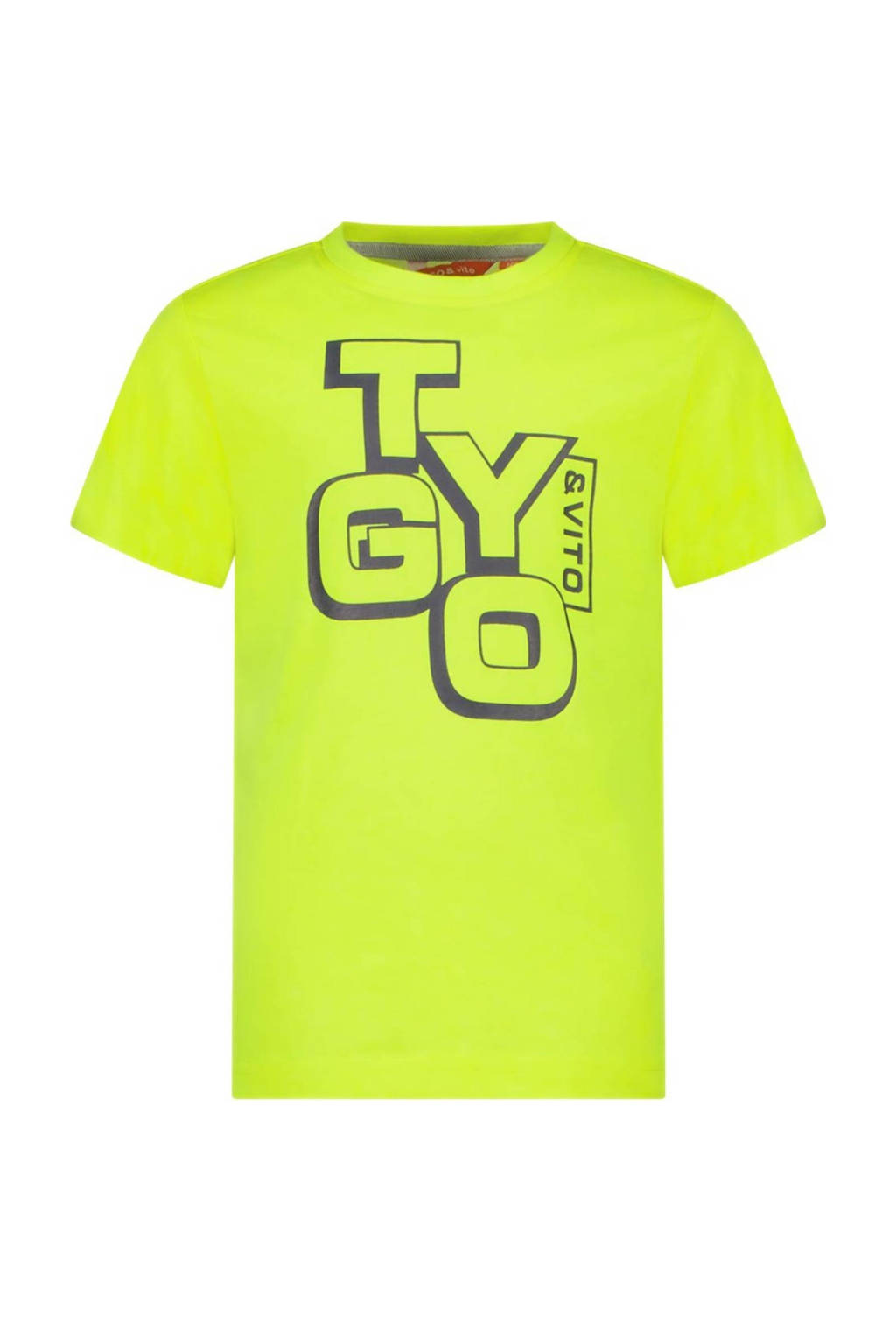 TYGO & vito T-shirt James met printopdruk felgeel