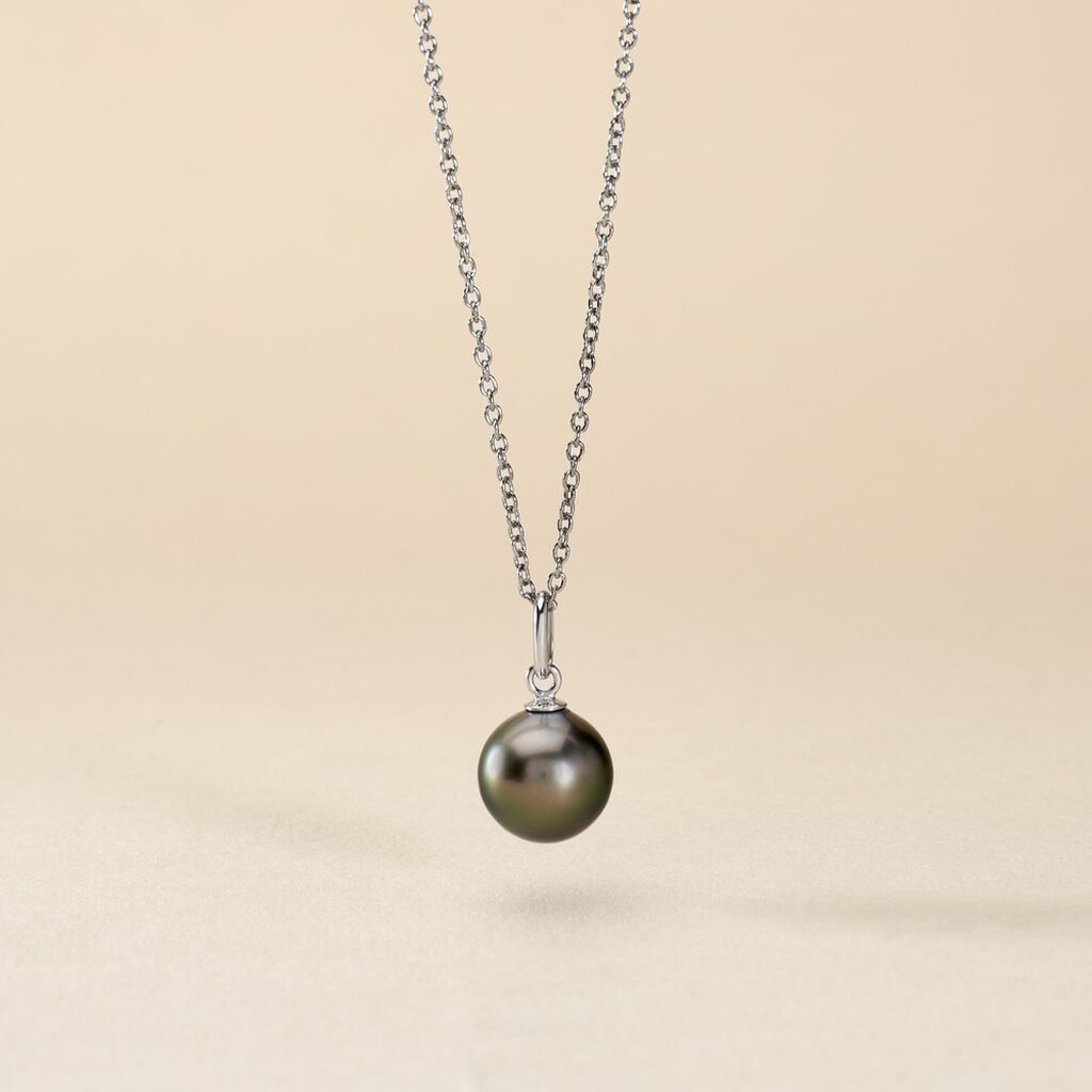 Pendentif Syana Or Blanc Perle De Culture De Tahiti