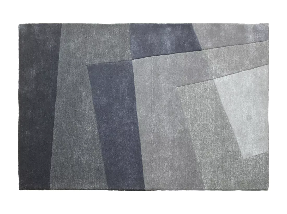 Tapis en laine et viscose fait à la main - 160 x 230 cm - 2500g/m² - Gris - TAMALE