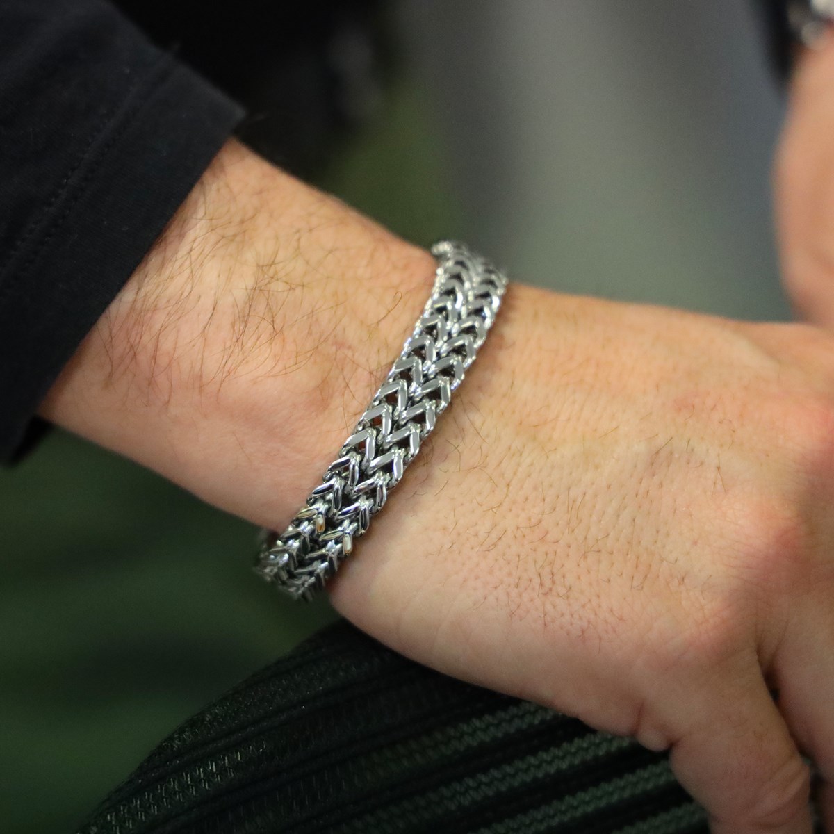 Bracelet Double Chaine Acier Inoxydable-Large-20cm