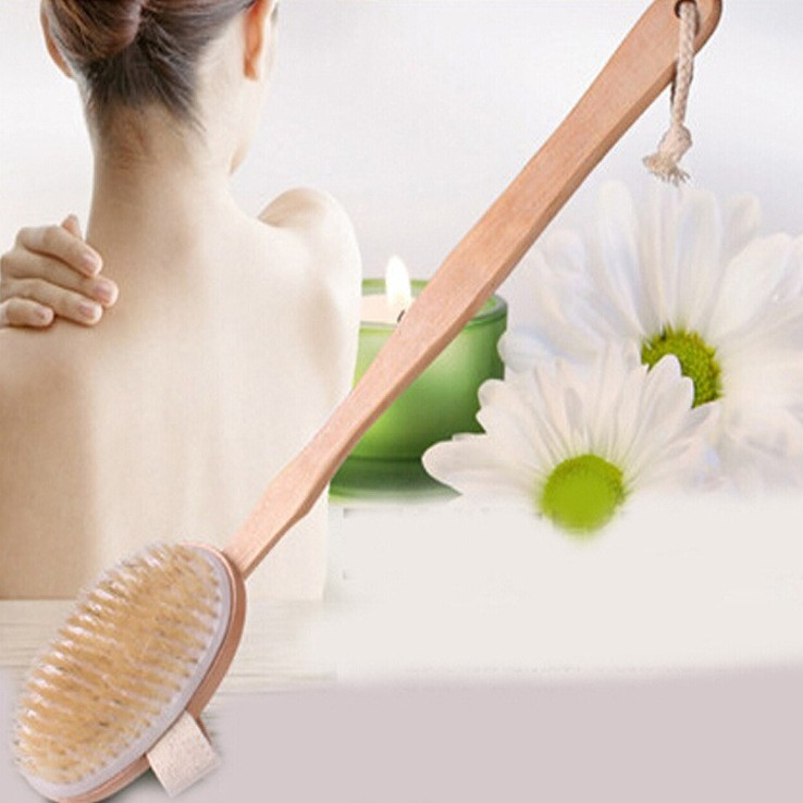 Holz Körperreiniger / Körpermassage Tiefenreinigung Abnehmbare Reinigungsbürste mit Naturborsten - Beige