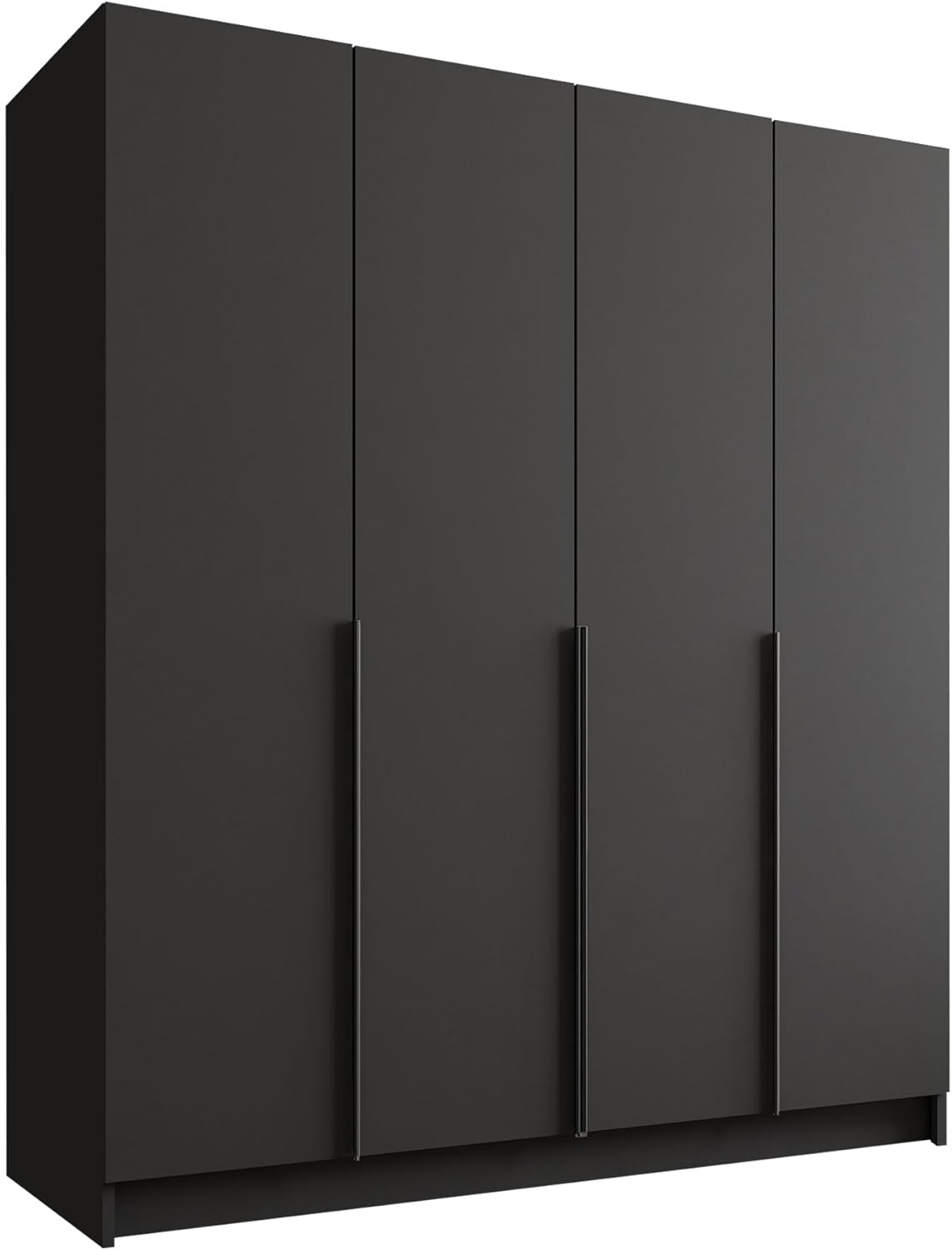 Mirjan24 Kleiderschrank mit Einlegeböden und Kleiderstange Salkor I, Vielseitiger Drehtürenschrank, Elegantes Kleiderschrank 4-türig (Schwarz)