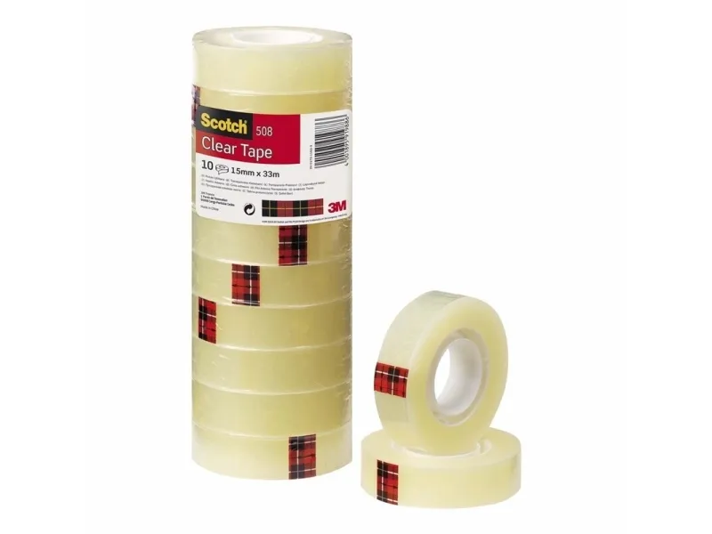 Tape Scotch 508 transparent 15mm x 33m - (33 meter pr. rulle x 10 ruller)