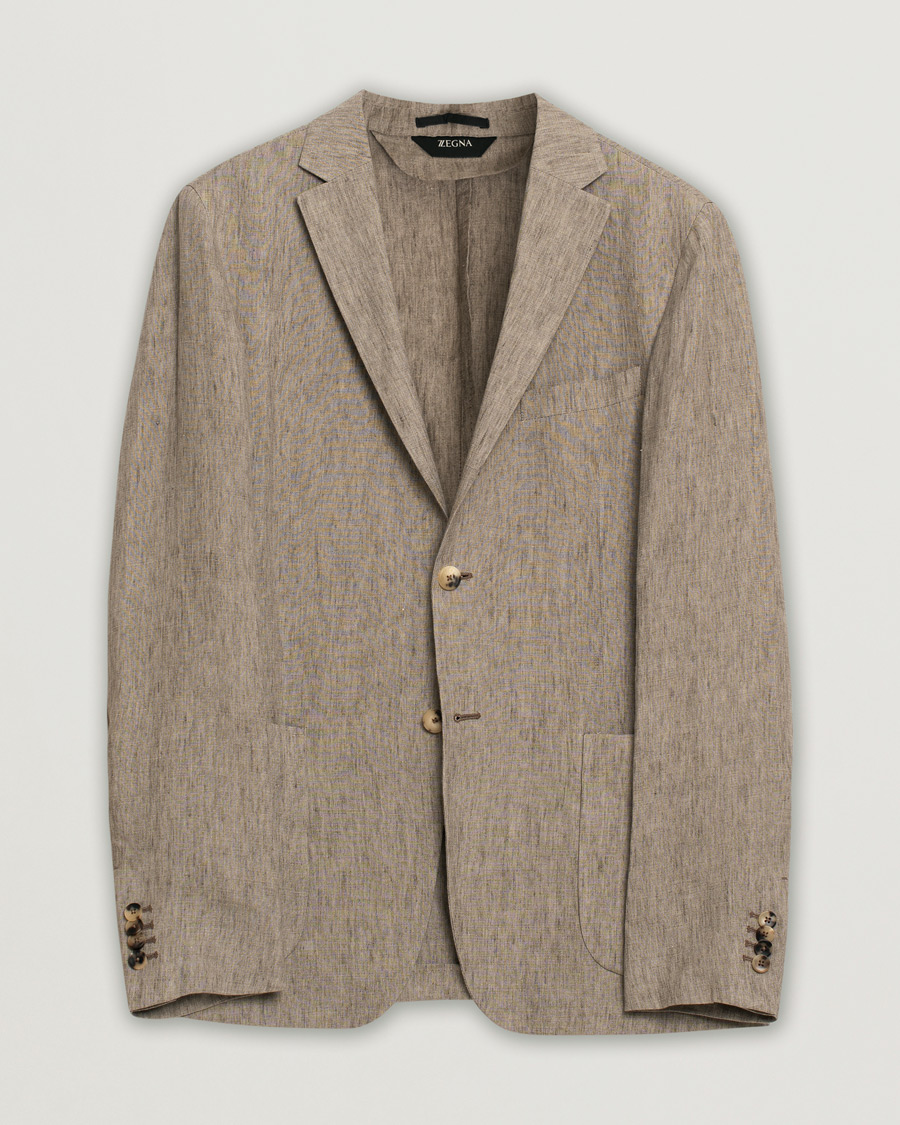 Zegna Unconstructed Linen Blazer Beige 50