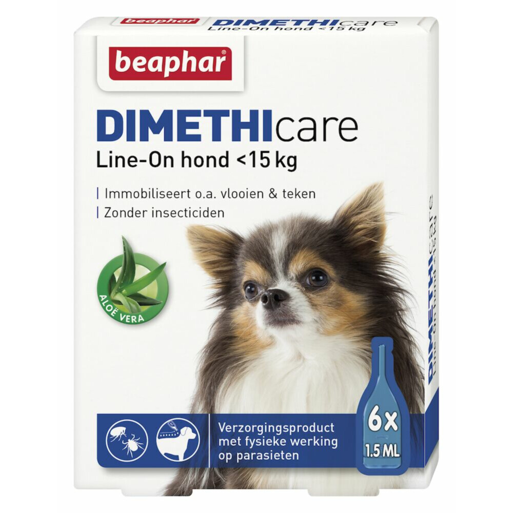 Beaphar Dimethicare Line-On Anti Teken- & Vlooiendruppels Hond 0 - 15 kg6 pipetten
