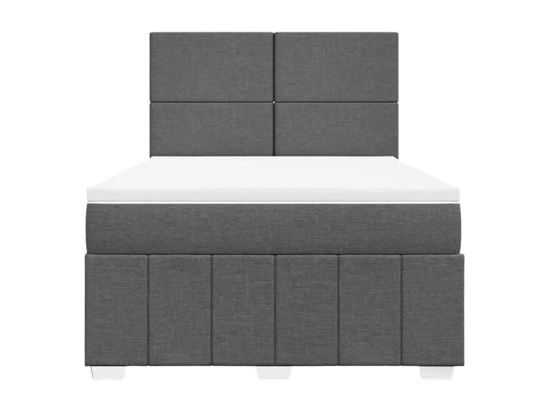 Sommier à lattes de lit avec matelas Gris foncé 160x200cm Tissu