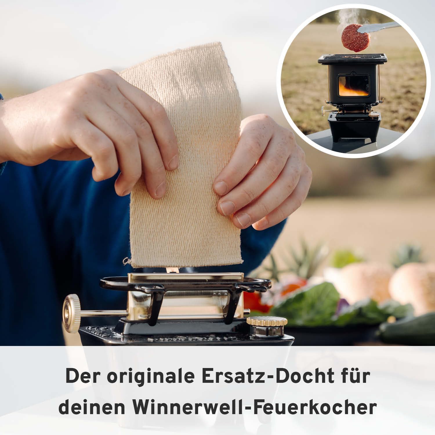 CAMPWERK Petroleum Outdoor Feuer Camping Kocher mit Steak Grillplatte – Iron Camping Cooker Stove mit Tasche & Spezial-Docht