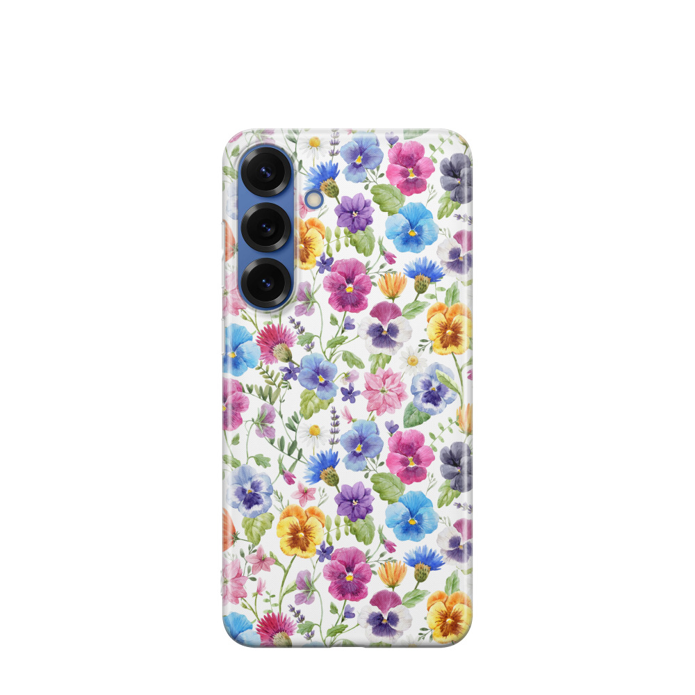 Samsung Galaxy S25 Plus Gummi Hülle Aquarellgarten - Versch. Farben