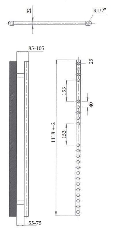 Sanicare elektrische design radiator 60x112cm wit met thermostaat links zwart