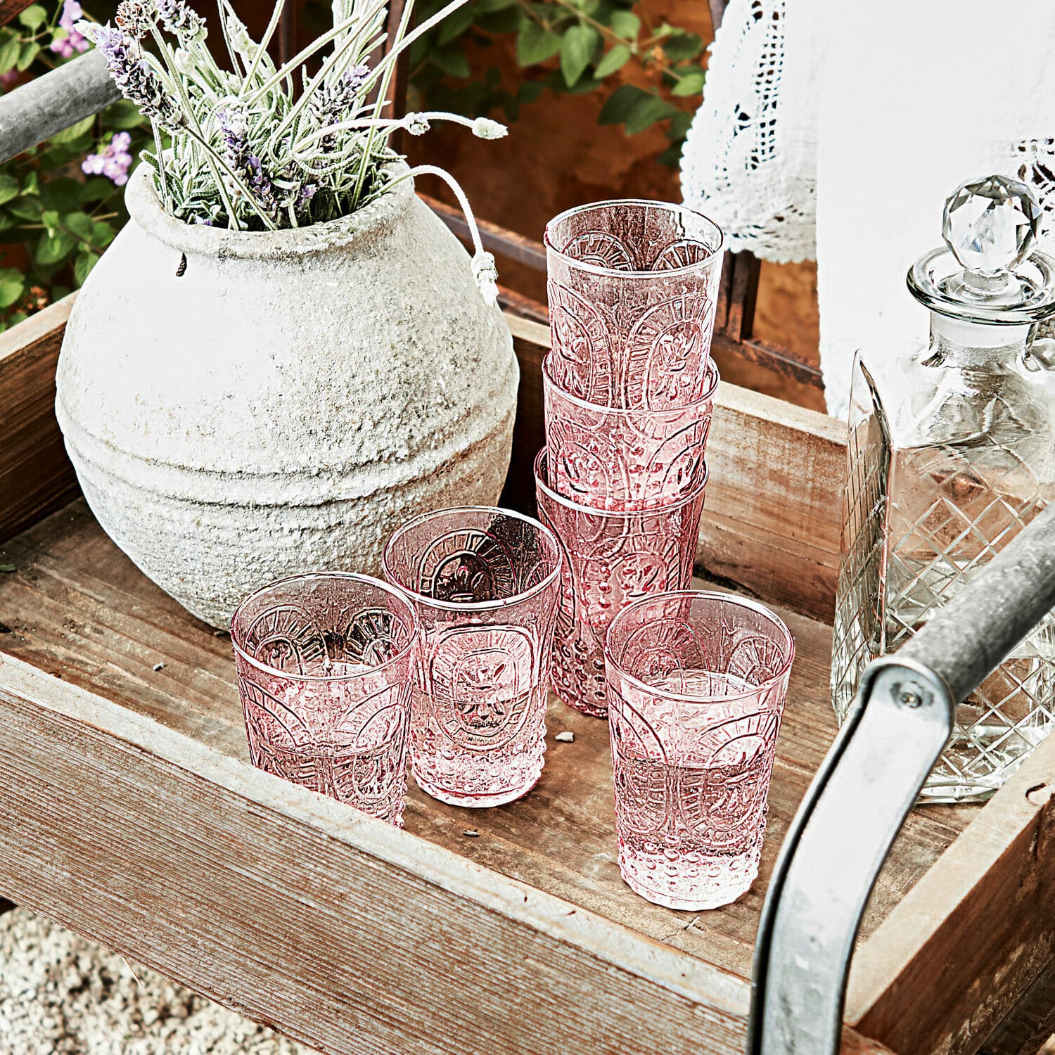 Glas 6er Set Fleury rosa