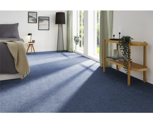 Velours tapijt Ines blauw 400 cm breed (per meter verkocht)