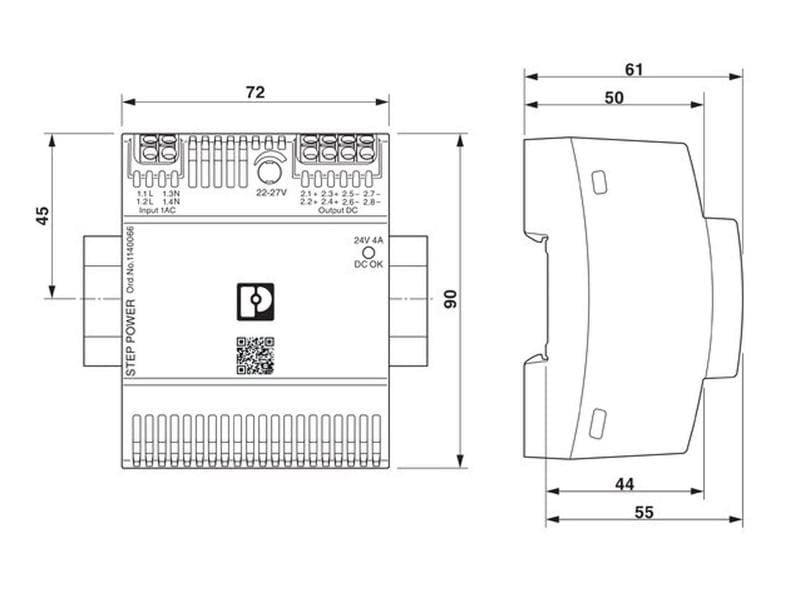 Phoenix Contact DIN-Schienennetzgerät 96 W, 24 V STEP3-PS 1AC, 24DC, 4A, Netzteil für Din Schienen montage