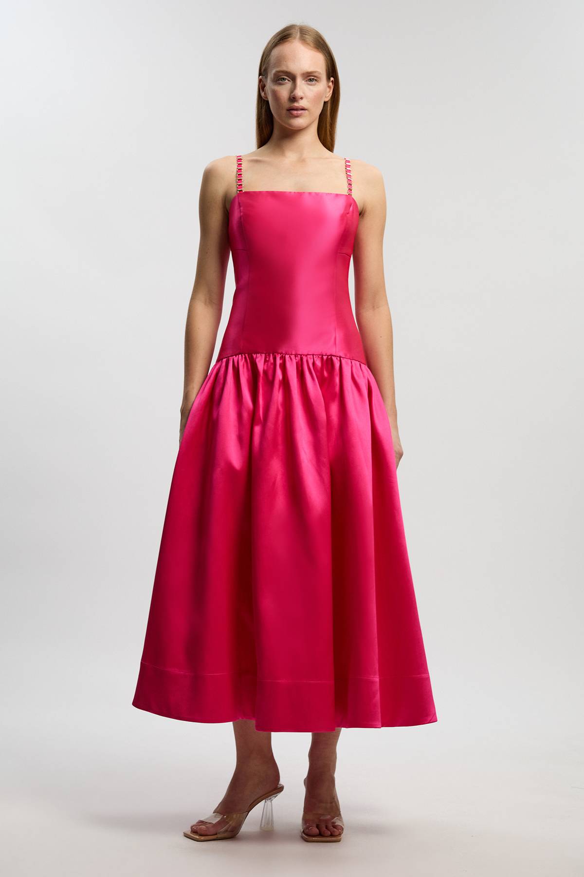 KarenMillen Robe Maxi Tissée En Sergé À Bretelles Contrastées