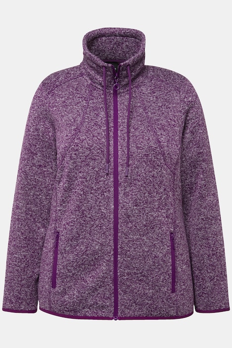 Strickfleece-Jacke, Rauten, Stehkragen, Zipptaschen