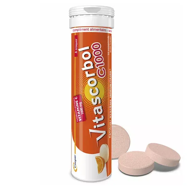 Vitascorbol C1000 Fadiga e Sistema Imunológico Sabor Laranja 20 Comprimidos Mastigáveis