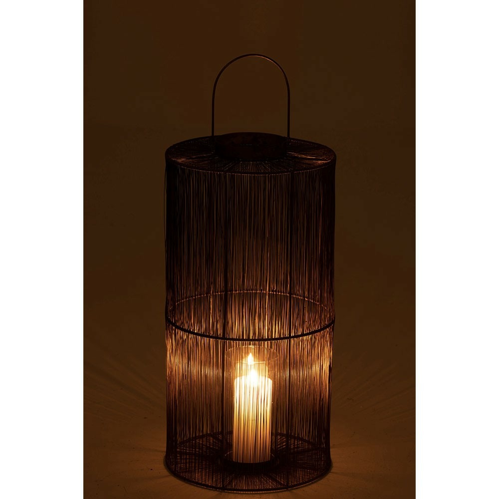 Lanterne metal antique marron large