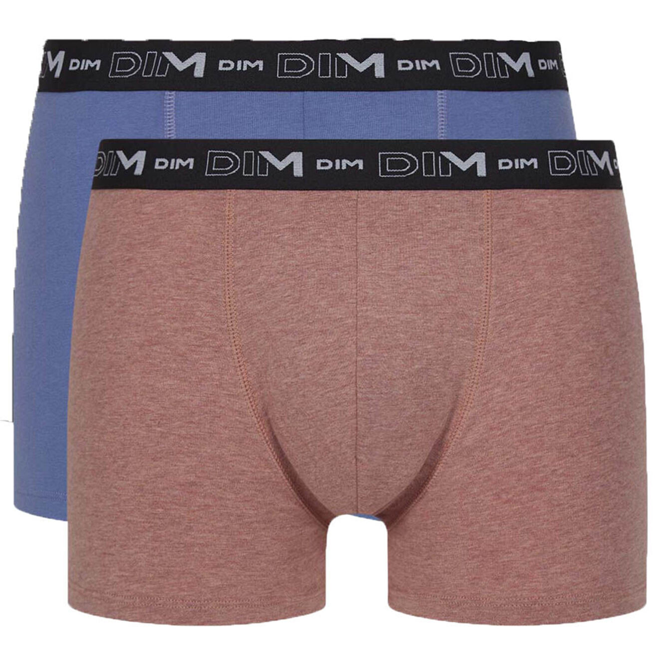Dim 2 Boxers Coton Stretch nude/bleu barbeau