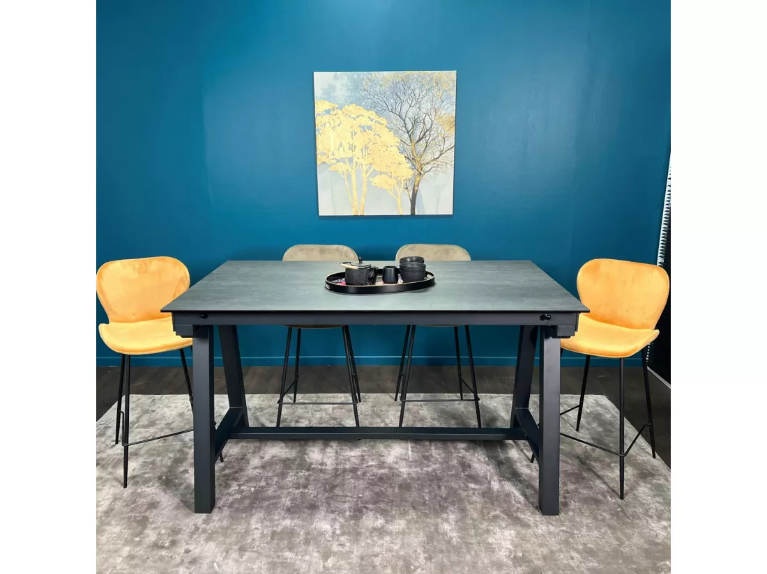 Table haute en céramique extensible effet ardoise 160-270 cm LOMBARDIE