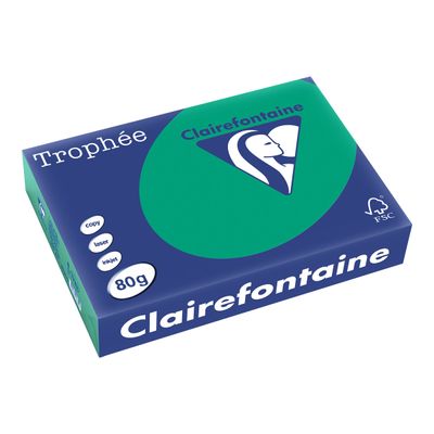 Clairefontaine Trophée - Papier couleur - A4 (210 x 297 mm) - 80 g/m² - Ramette de 500 feuilles - vert sapin