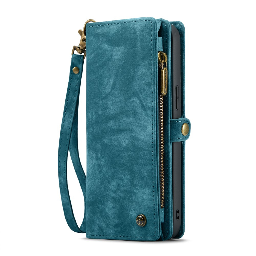 iPhone 16 Pro 2in1 Leder Tasche   Magnet Hardcase Karten Etui - Blau