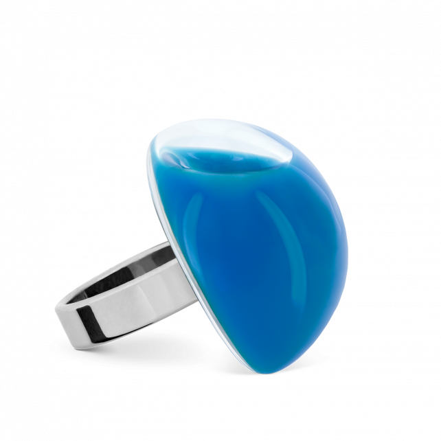 Bague en verre soufflé - Dome Medium Milk