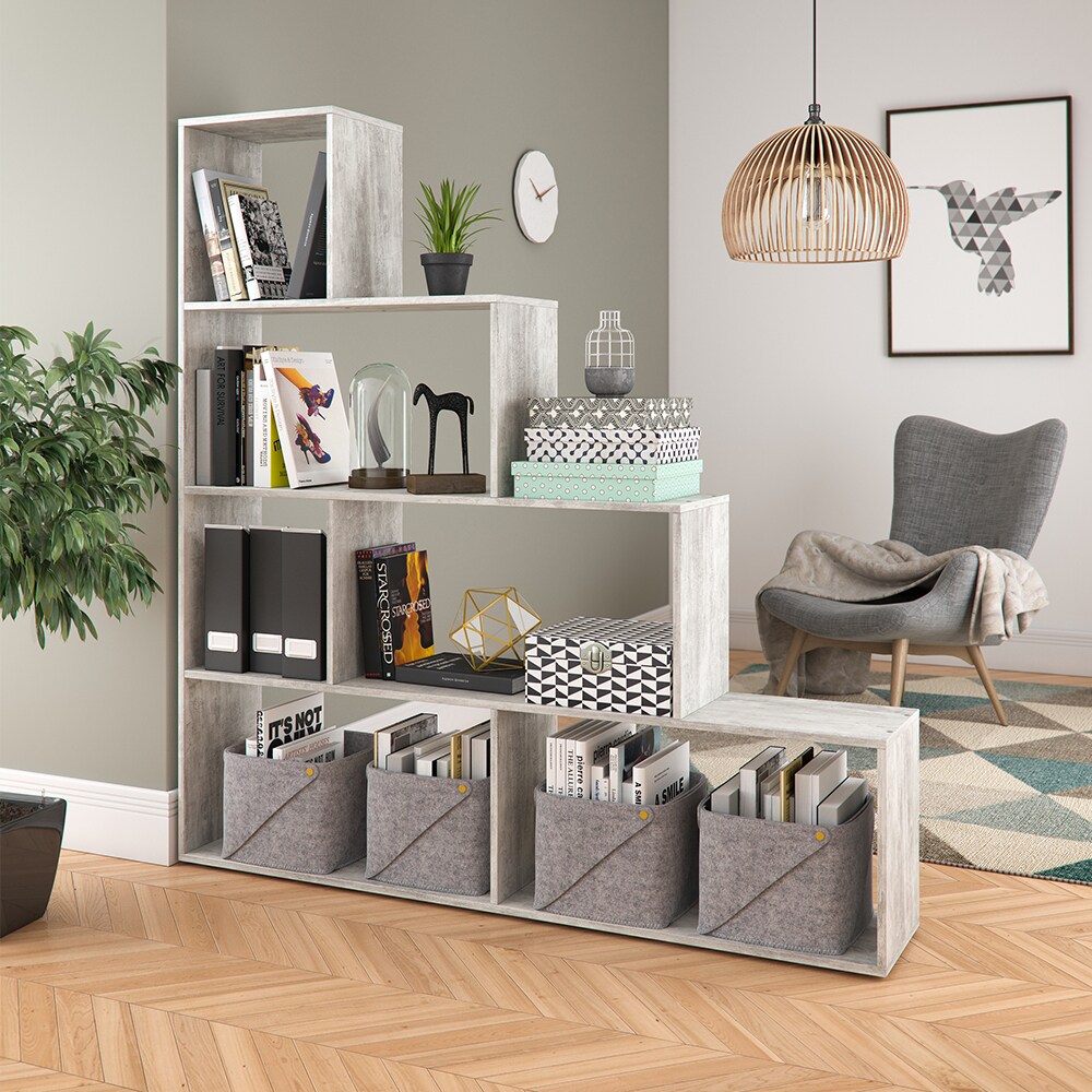 Vicco Treppenregal ASYM Raumteiler beton Bücherregal Standregal Aktenregal Hochregal Aufbewahrung Regal